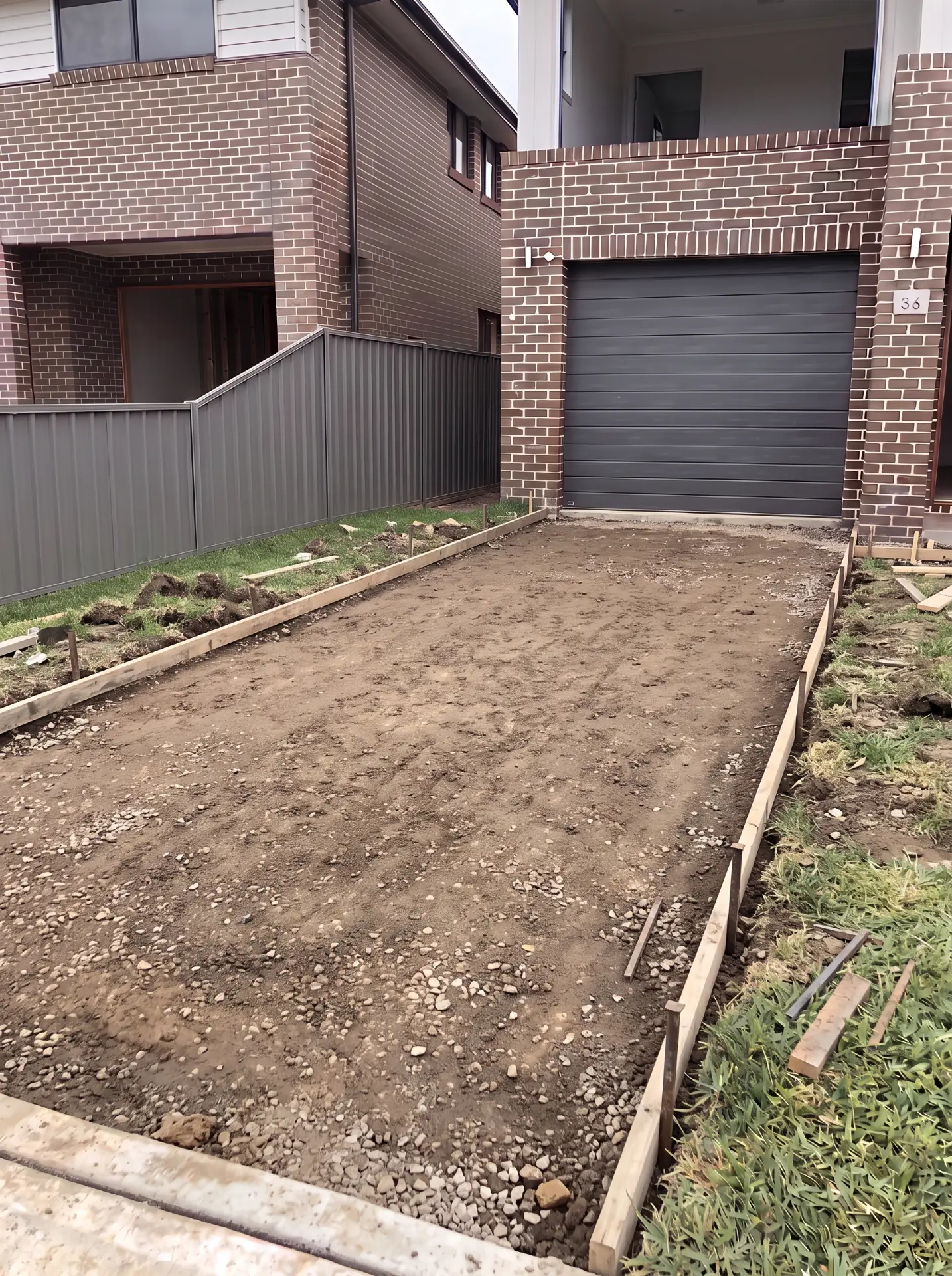 Driveway excavated and formed up before the concrete pour